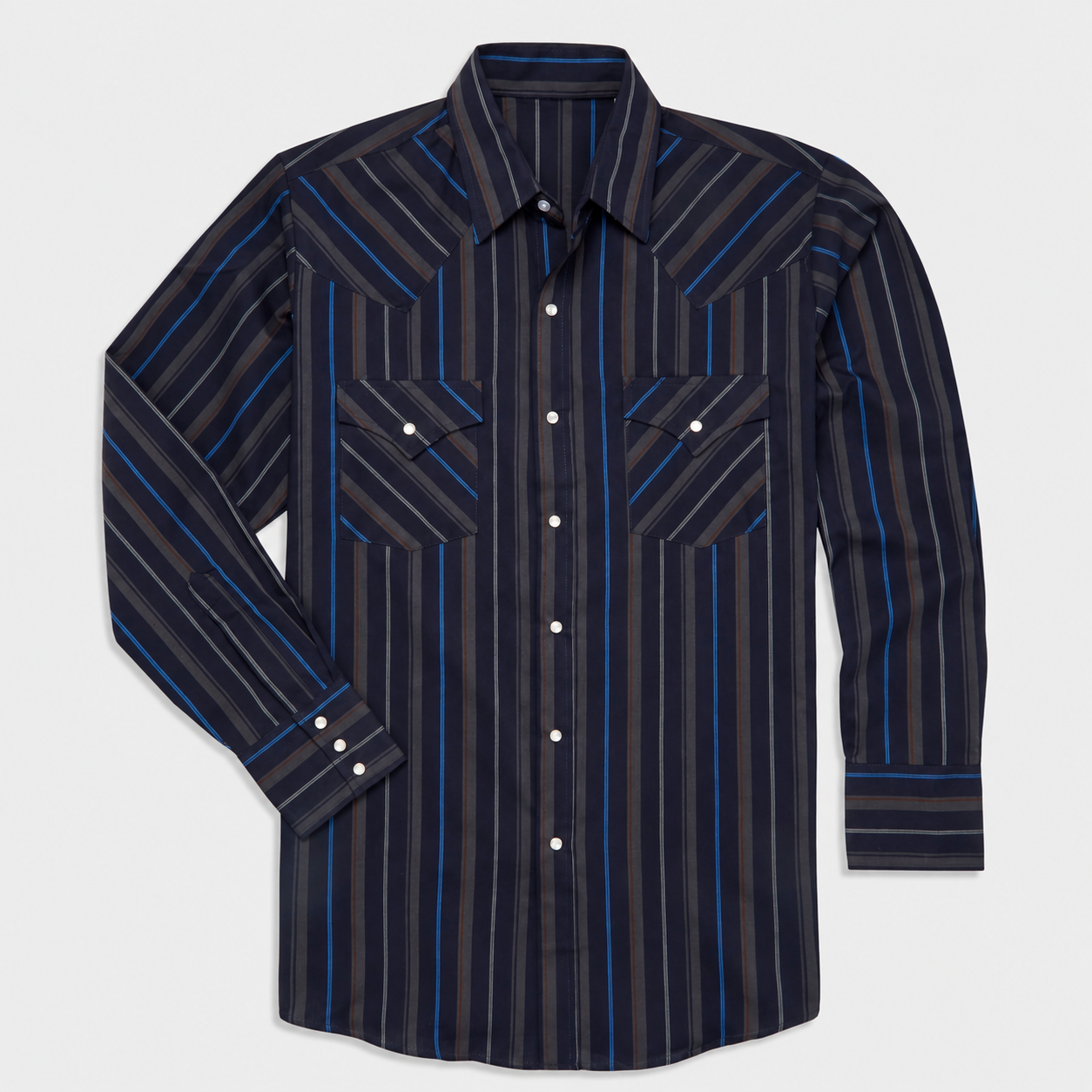 Casual Long Sleeve Striped Shirt For Men With Pockets