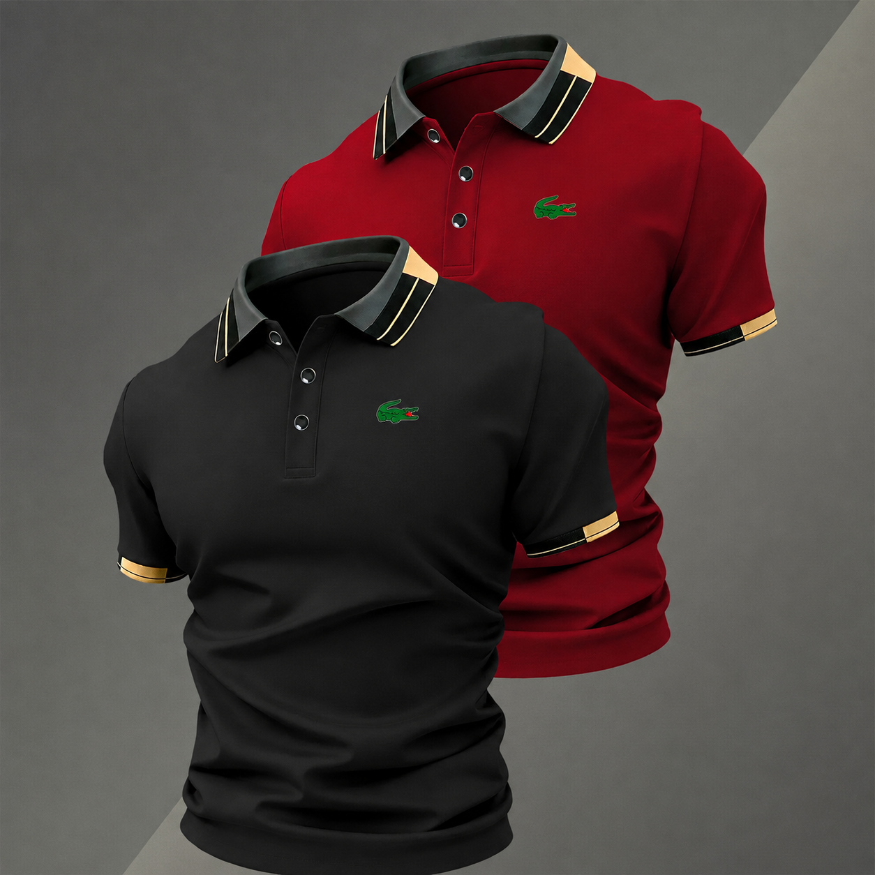 Pack of 2 Classic Short Sleeve Polo TShirts with Contrast Trim for Men