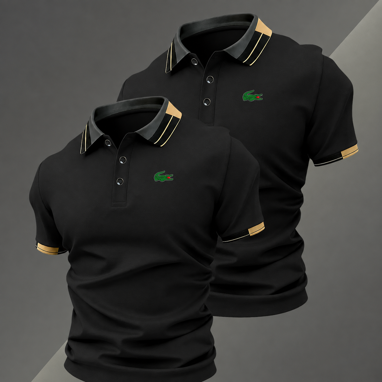 Pack of 2 Classic Short Sleeve Polo TShirts with Contrast Trim for Men