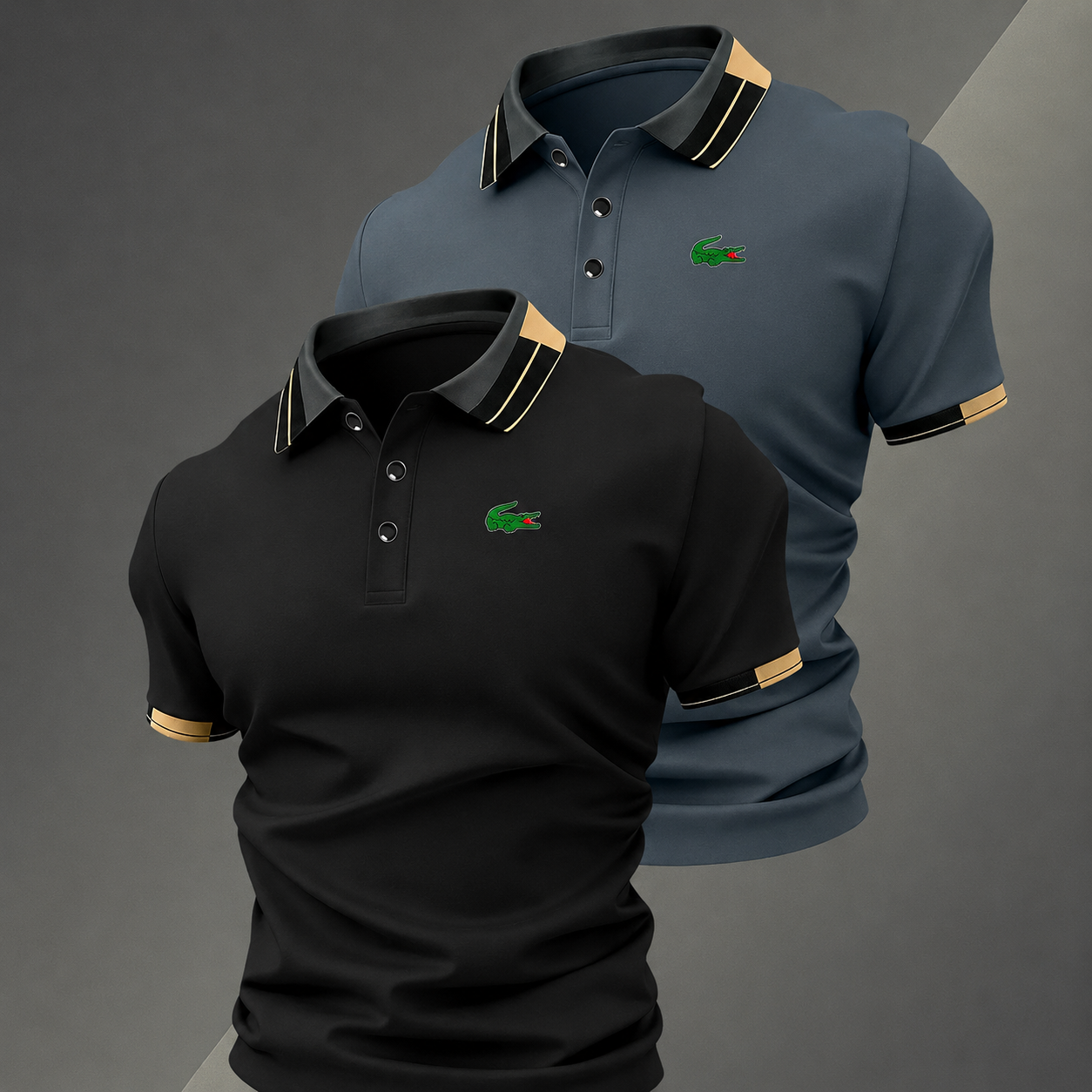 Pack of 2 Classic Short Sleeve Polo TShirts with Contrast Trim for Men