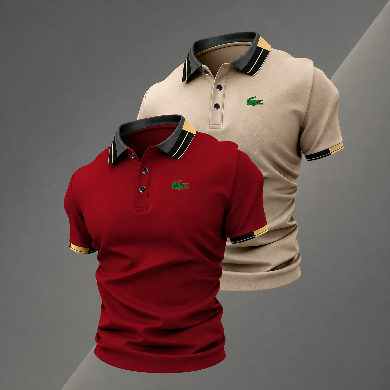 Pack of 2 Classic Short Sleeve Polo TShirts with Contrast Trim for Men