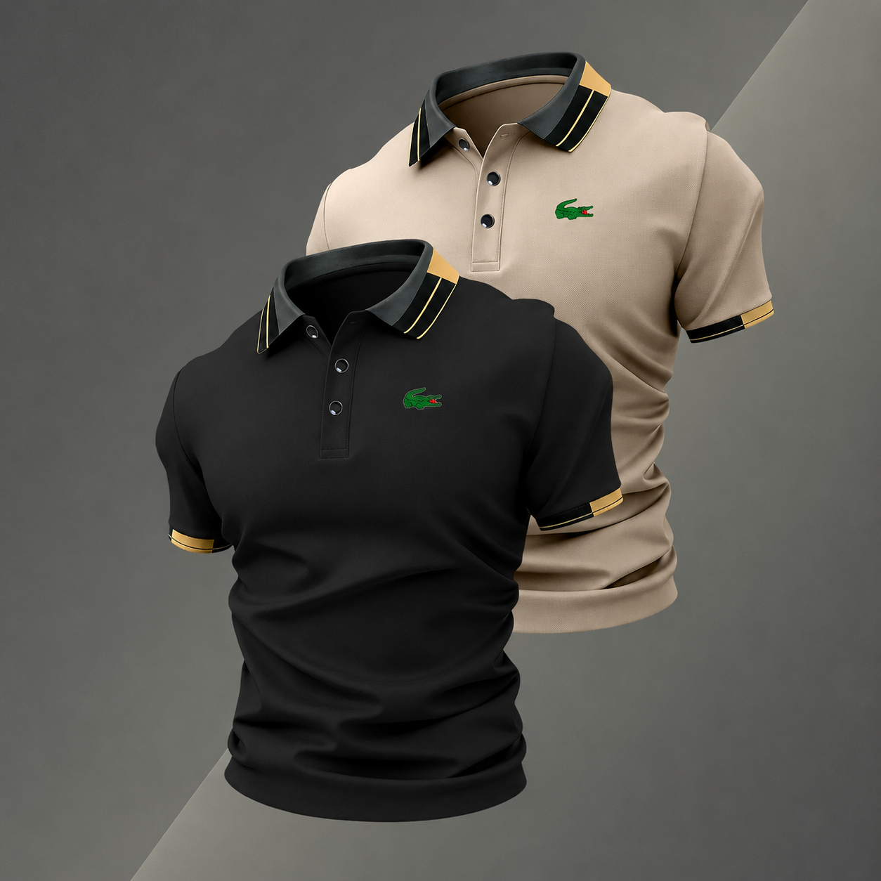 Pack of 2 Classic Short Sleeve Polo TShirts with Contrast Trim for Men