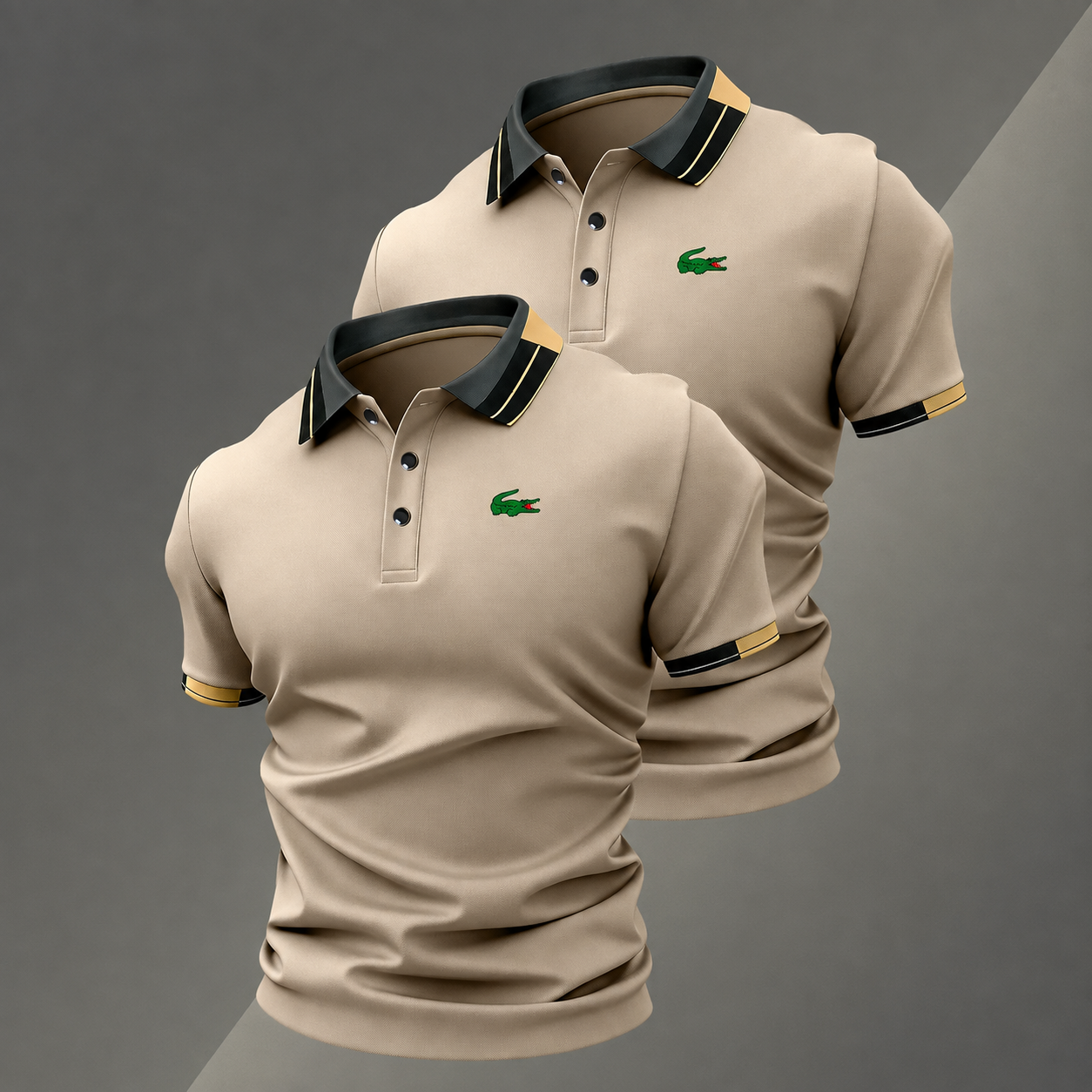 Pack of 2 Classic Short Sleeve Polo TShirts with Contrast Trim for Men