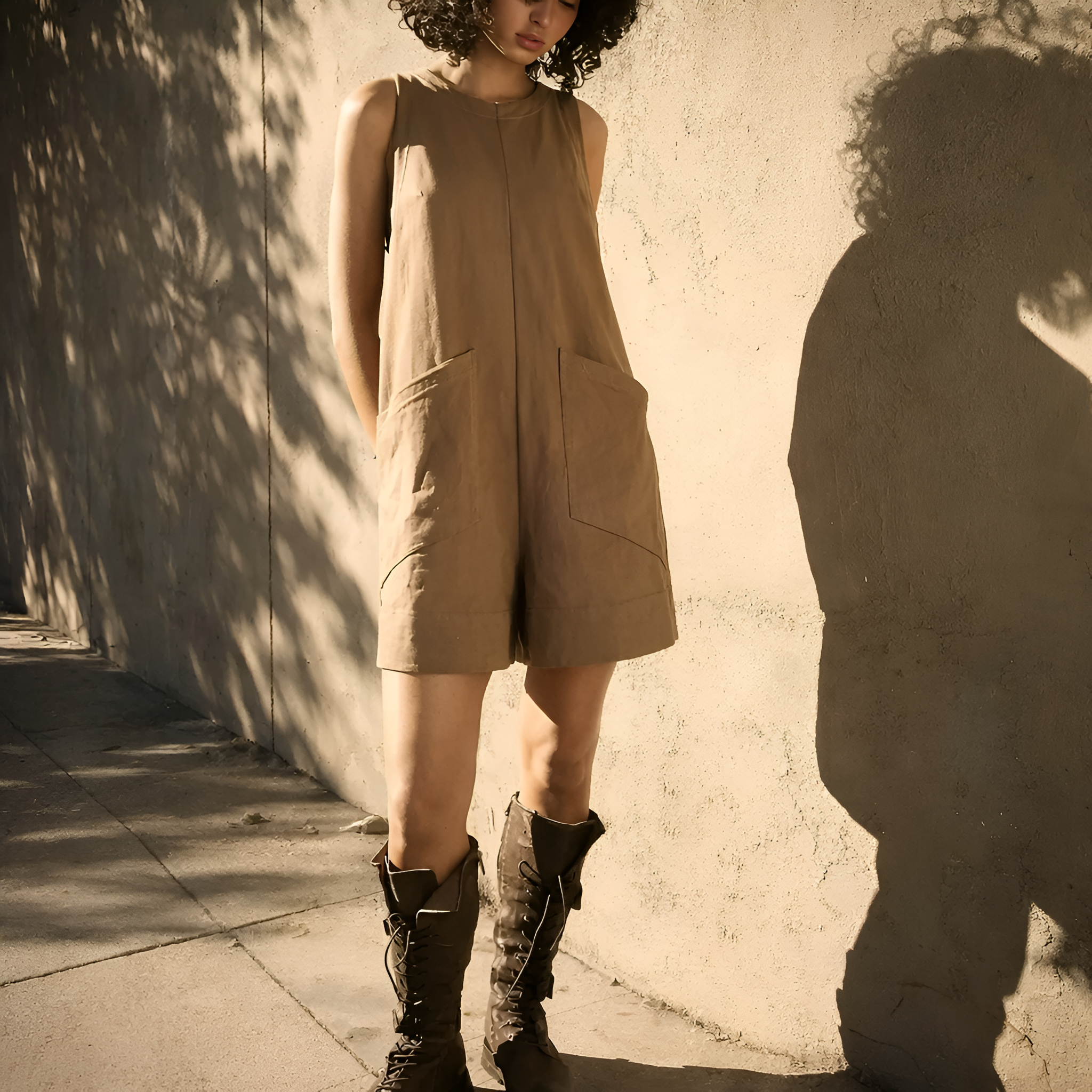 Summer Sleeveless Casual Shorts Romper With Pocket For Women