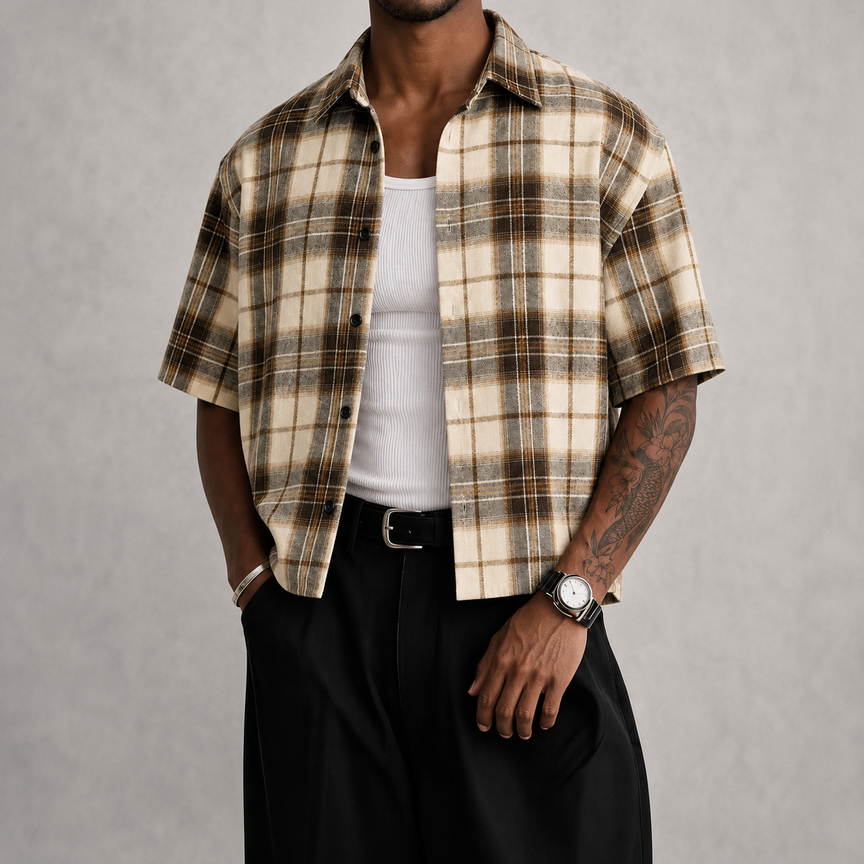 Casual Striped Printed Short Sleeve Shirt For Men