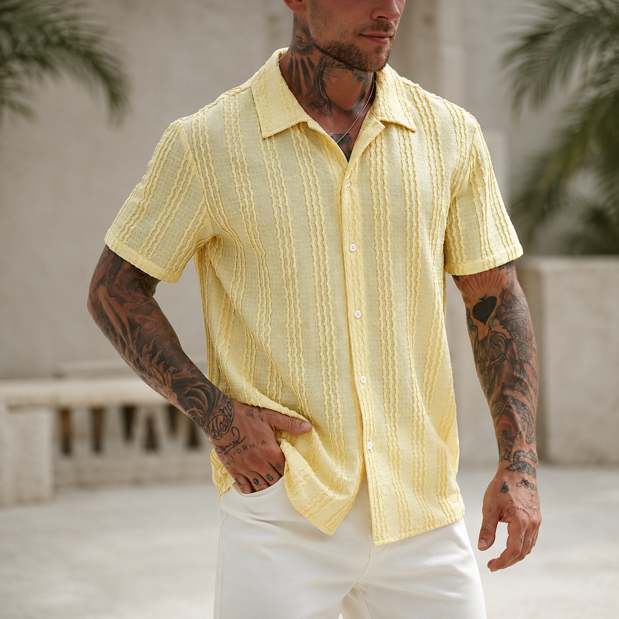 Vintage Inspired Short Sleeve Tropical Shirt For Men