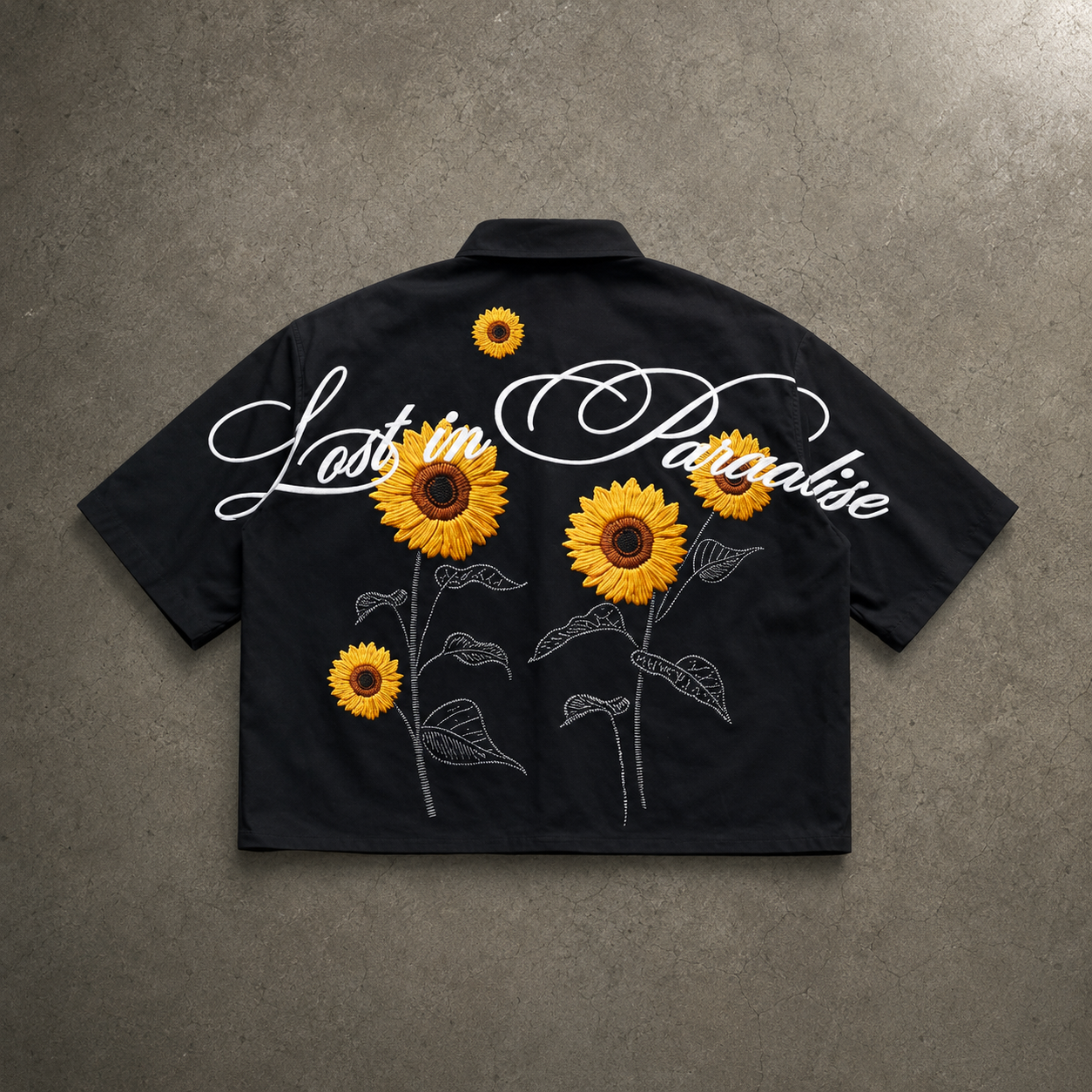 Casual Sunflower Graphic Printed Short Sleeve Shirt For Men