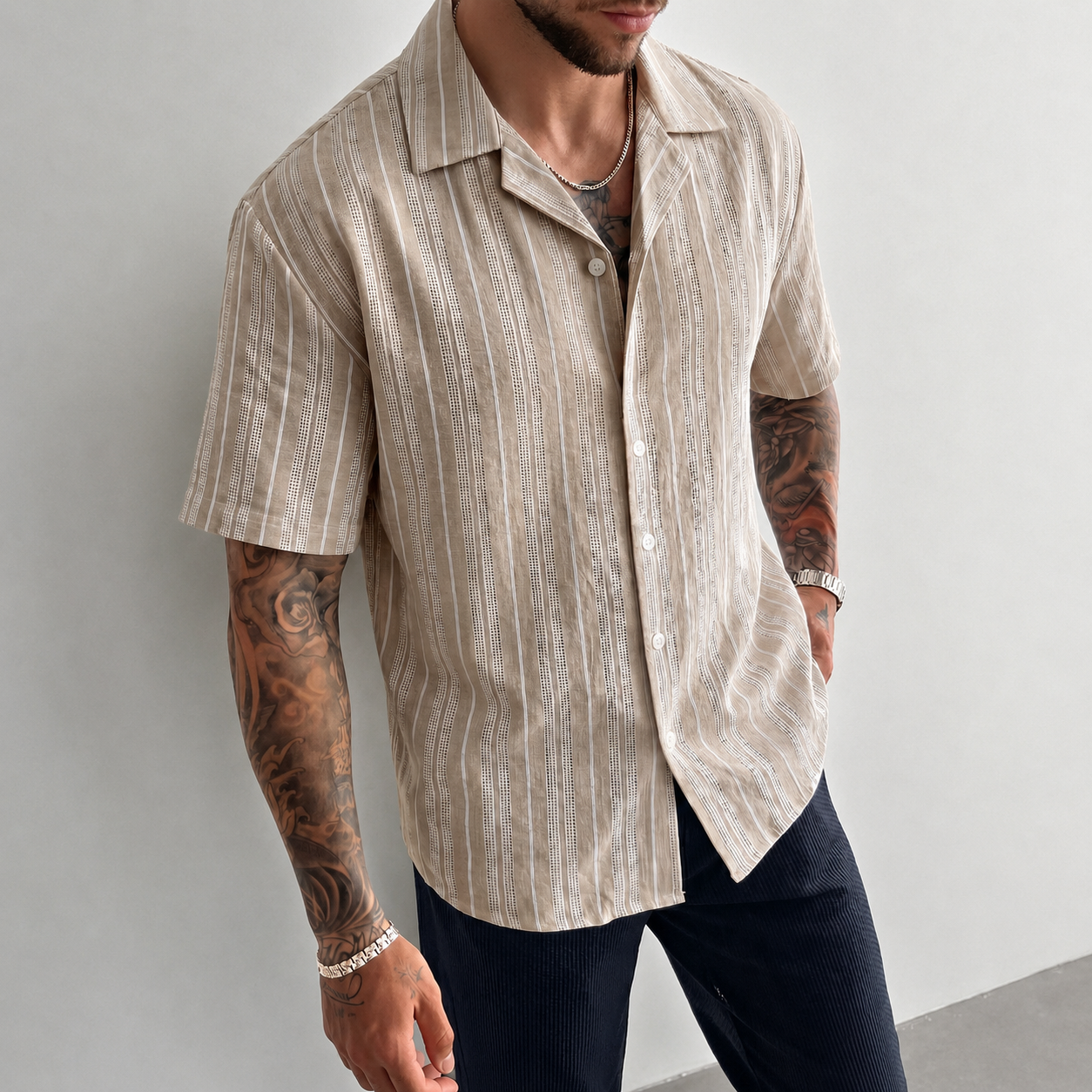 Slim Fit Summer Striped Casual Shirt For Men