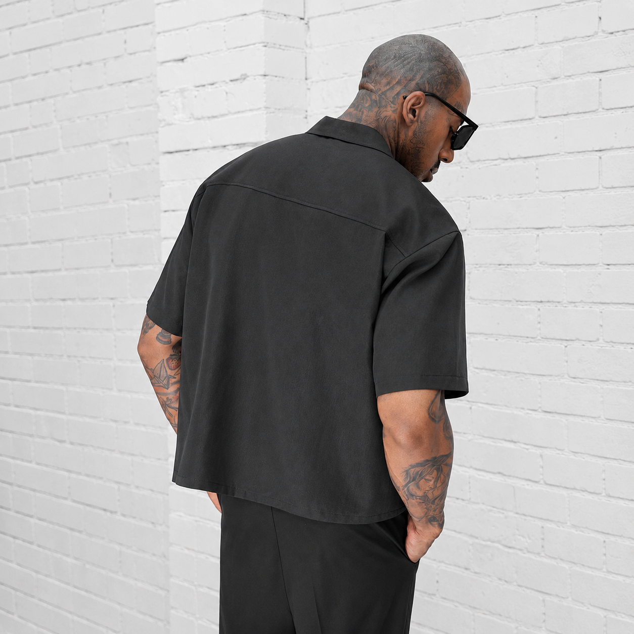 Graphic Front Zip Up Casual Short Sleeve Shirt
