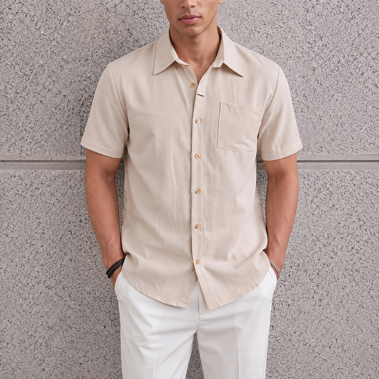 Casual Short Solid Sleeve Fashion Shirt For Men