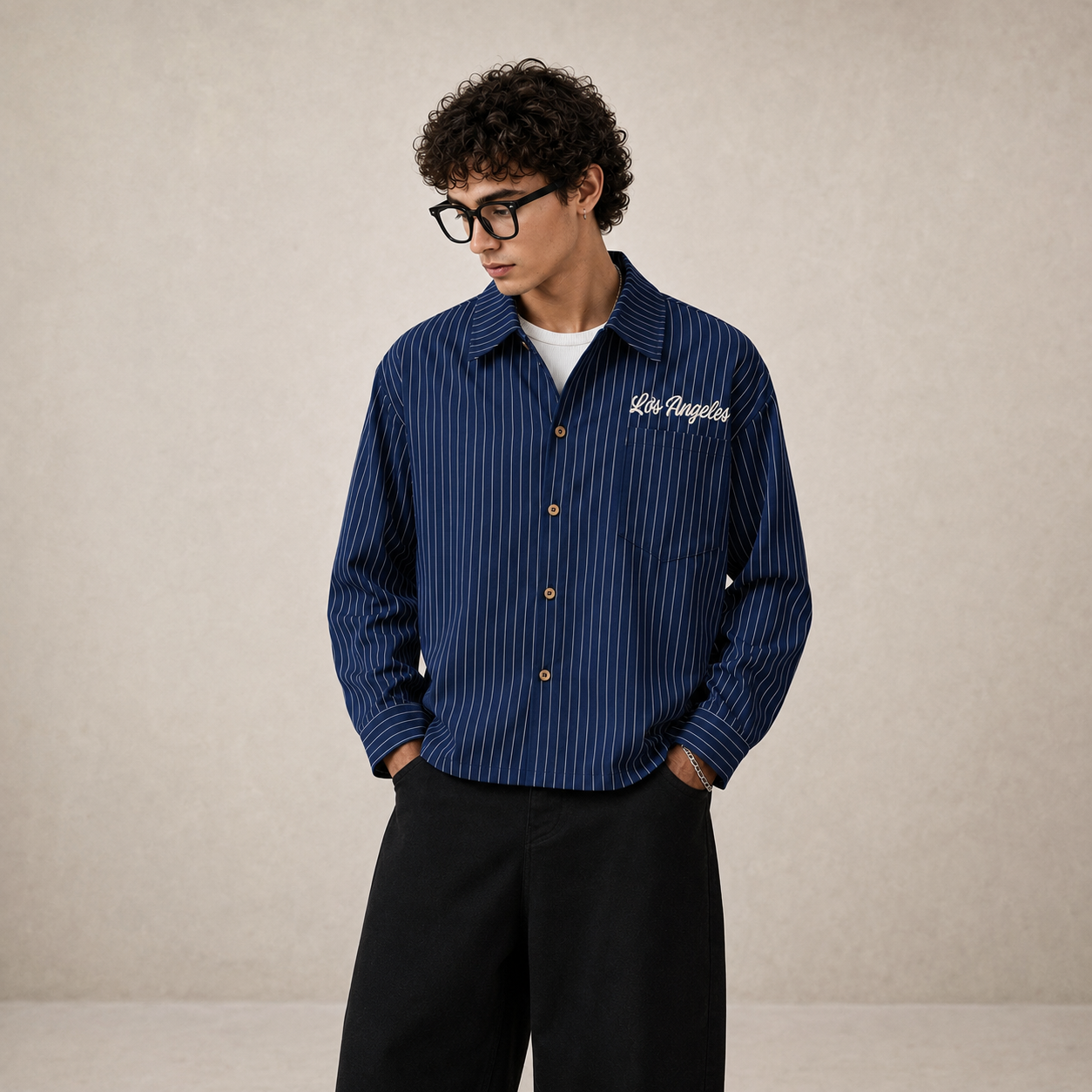 Long Sleeve Casual Button Up Boxy Cropped Shirt For Men