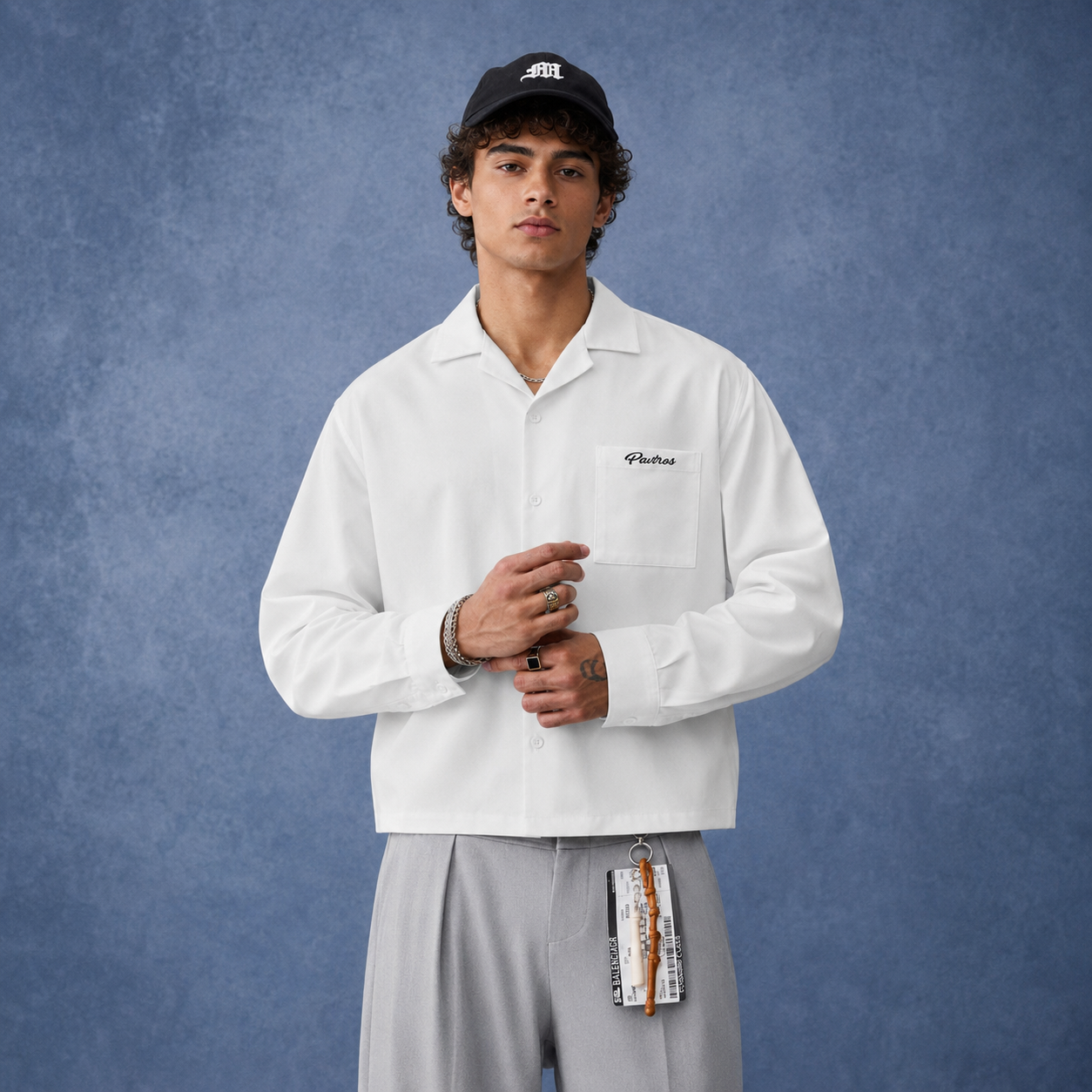 Long Sleeve Casual Button Up Boxy Cropped Shirt For Men
