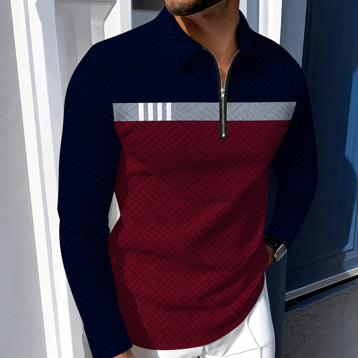 Casual Retro Long Sleeve Zipper Lapel Shirt For Men