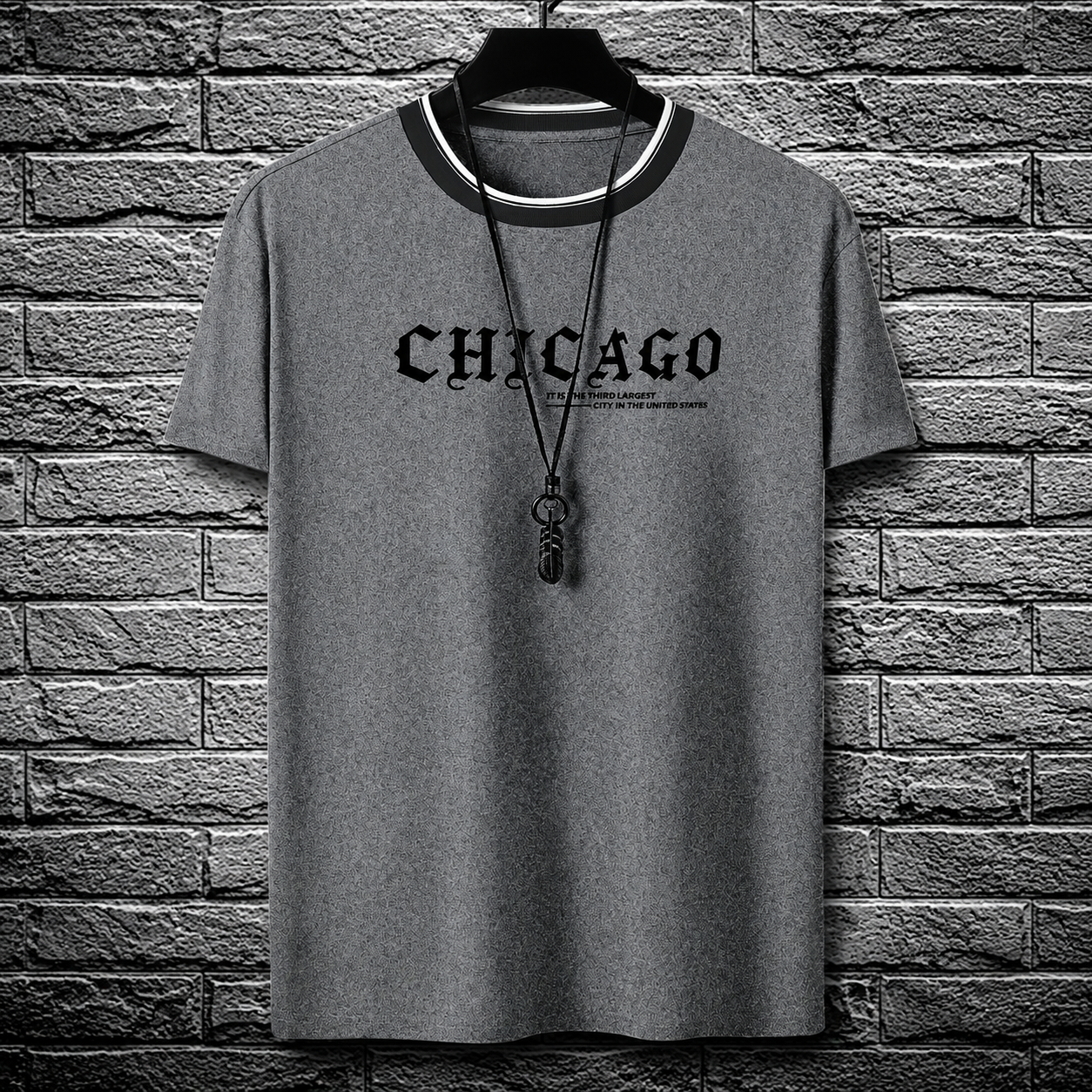 Chicago Letter Printed Casual Short Sleeve T Shirt