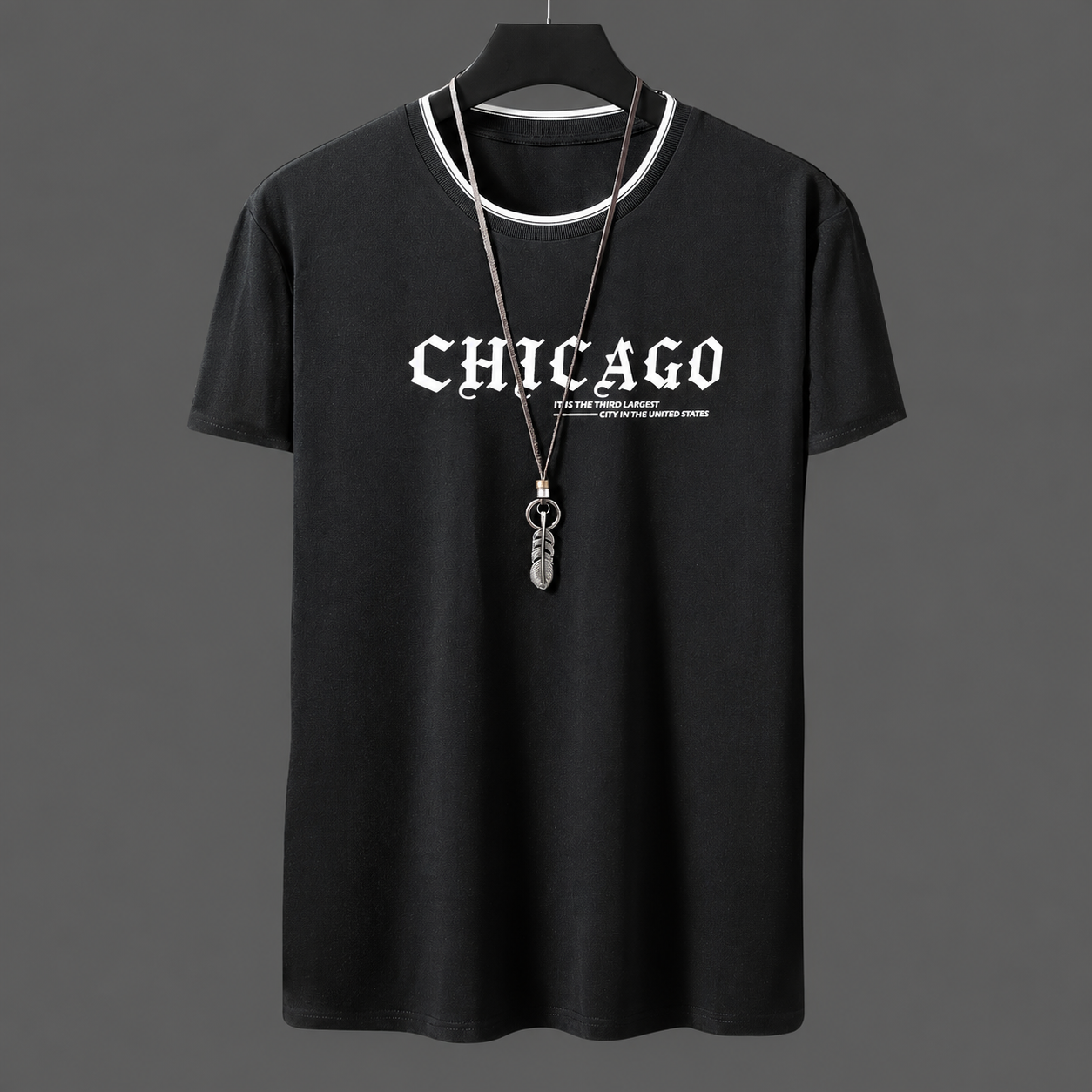 Chicago Letter Printed Casual Short Sleeve T Shirt