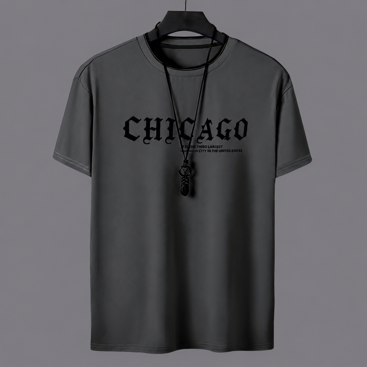 Chicago Letter Printed Casual Short Sleeve T Shirt