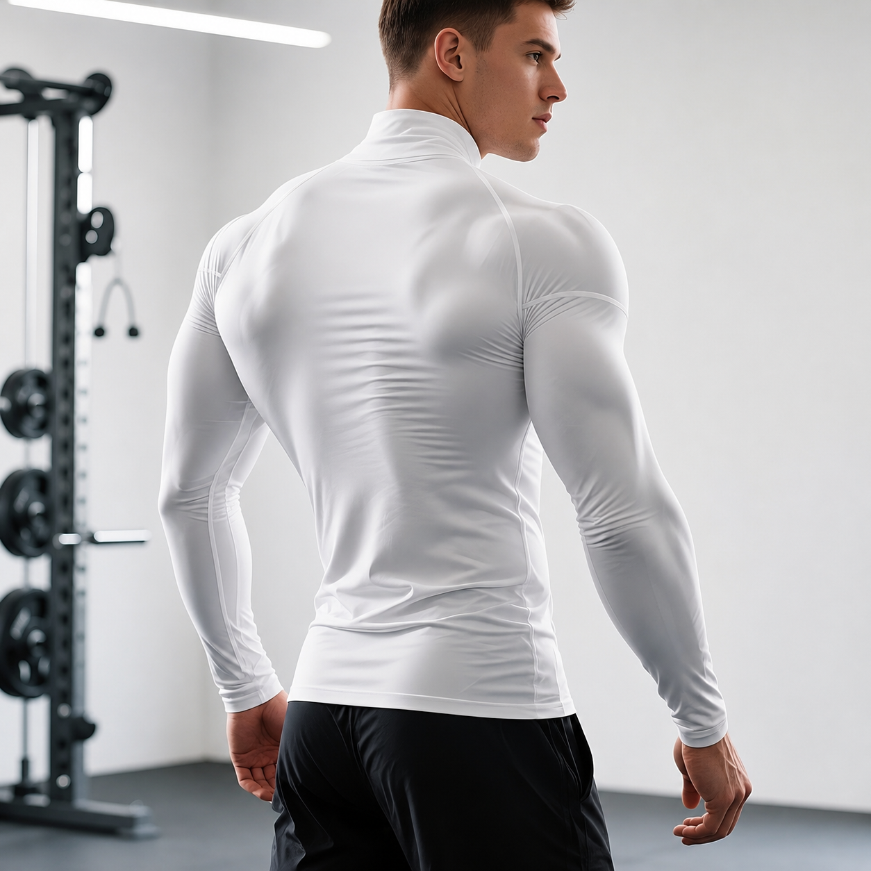 Long Sleeve High Collar Compression Shirt for Men
