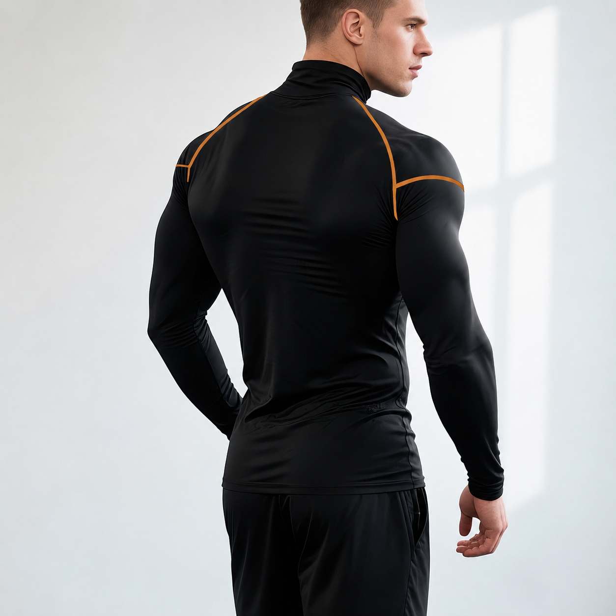 Long Sleeve High Collar Compression Shirt for Men