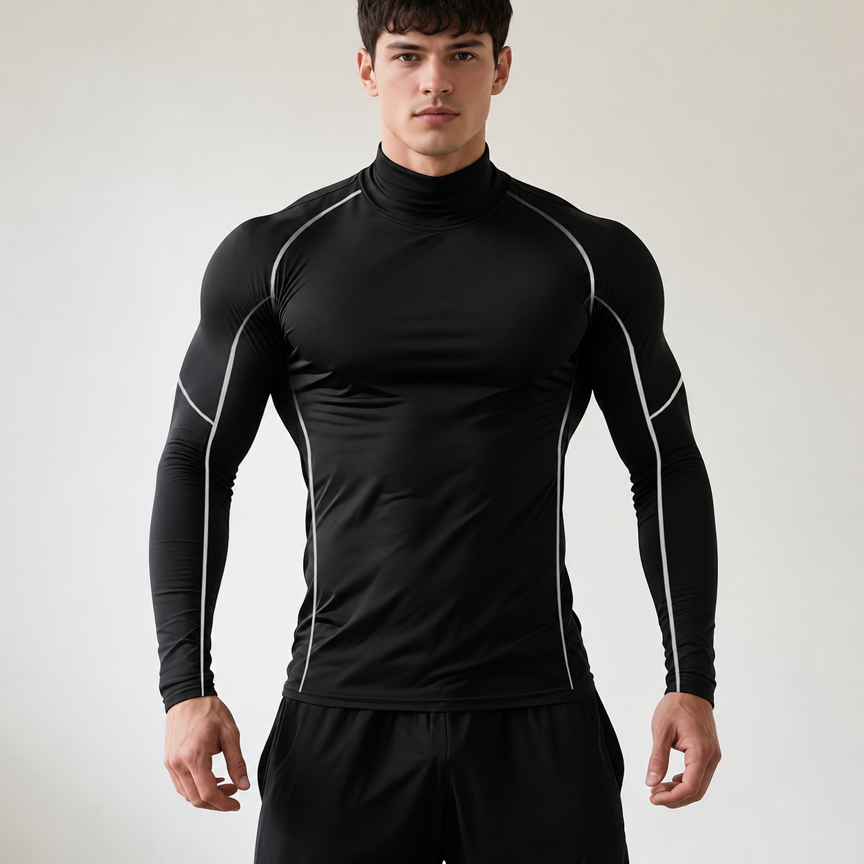Long Sleeve High Collar Compression Shirt for Men
