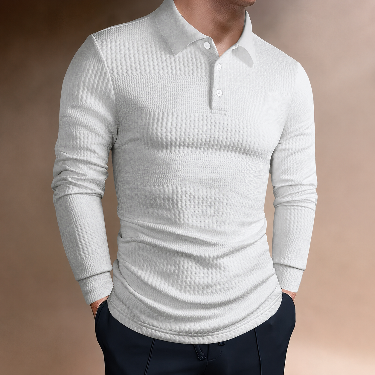  Jacquard Long Sleeve Polo Shirt For Women