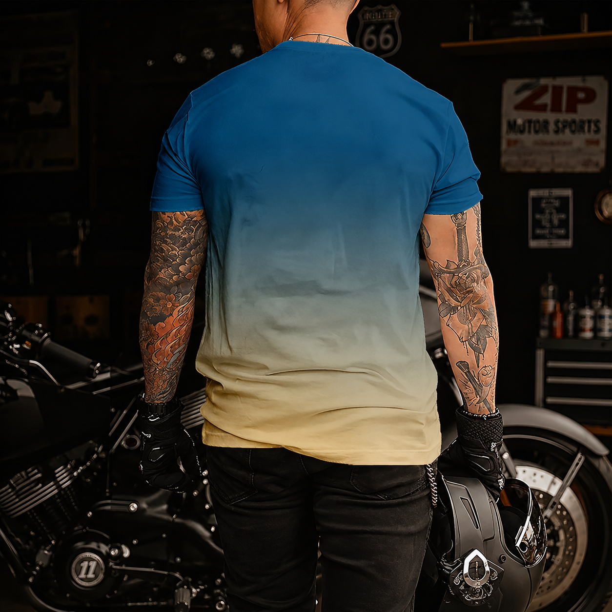 Gradient Print Short Sleeve Casual TShirt for Men