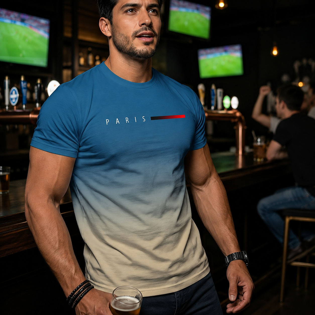 Gradient Print Short Sleeve Casual TShirt for Men