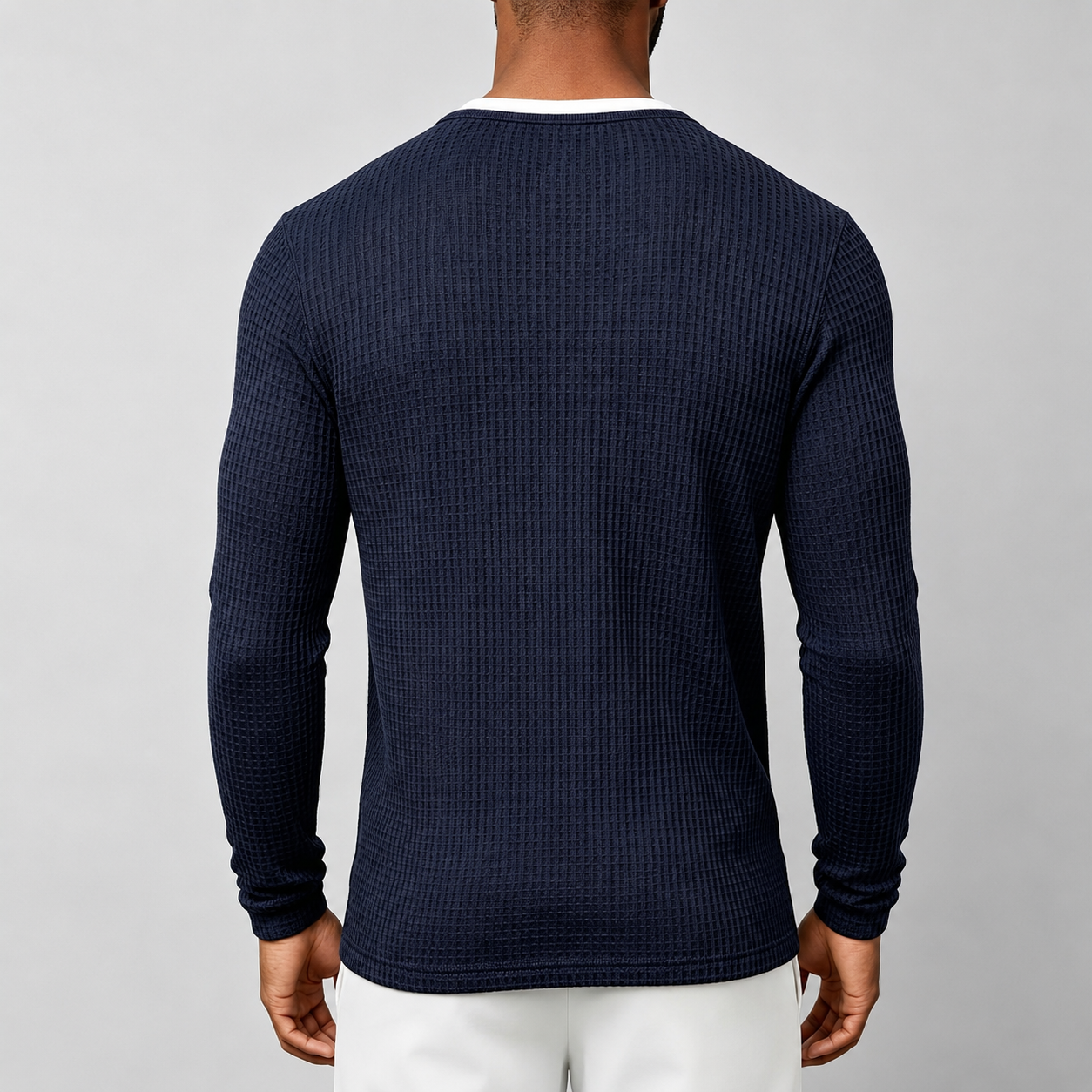 Textured Casual Wear Two in One Long Sleeve Henley Tshirt for Men