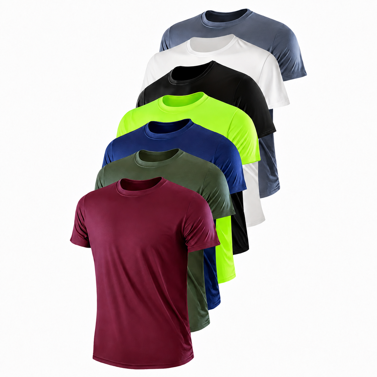 Pack Of 7 Lightweight Quick Dry Short Sleeve T Shirts for Men