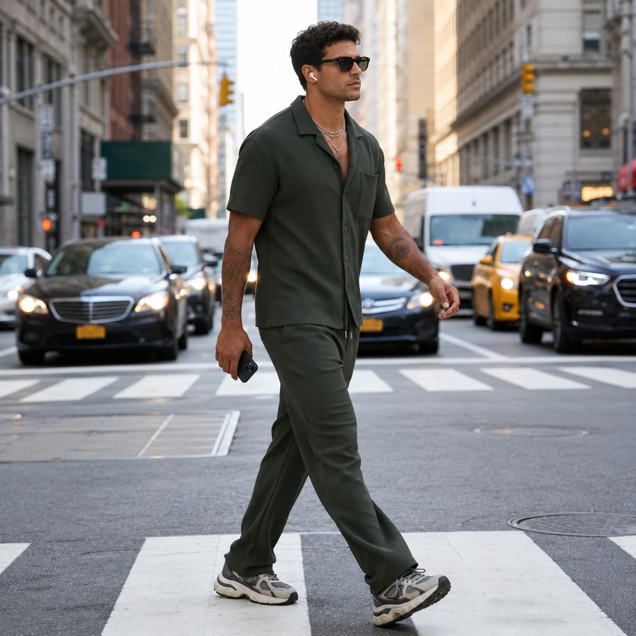 Casual Summer Short Sleeve Shirt With Pant Set For Men