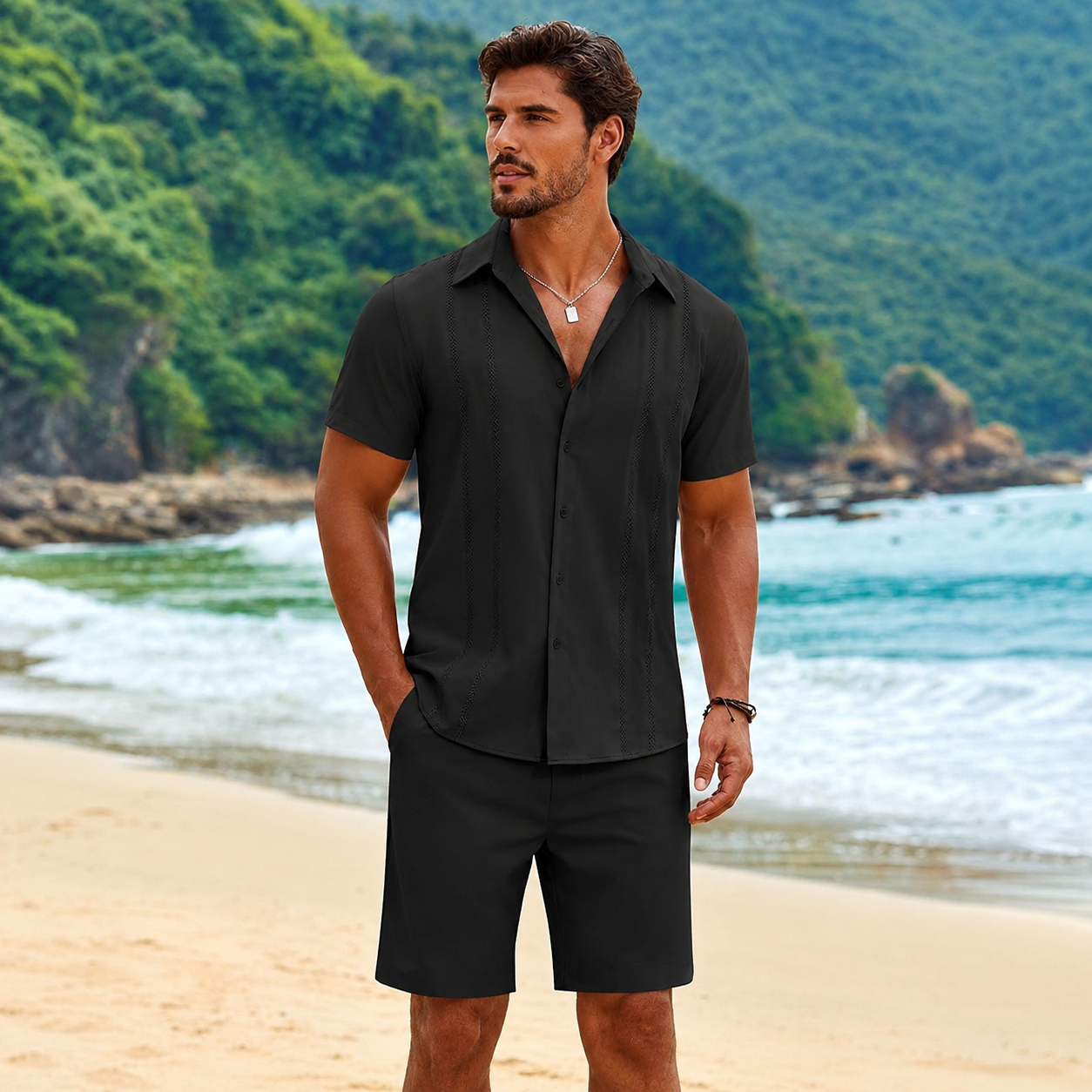 Summer Casual Beach Shorts And Shirt Set For Men