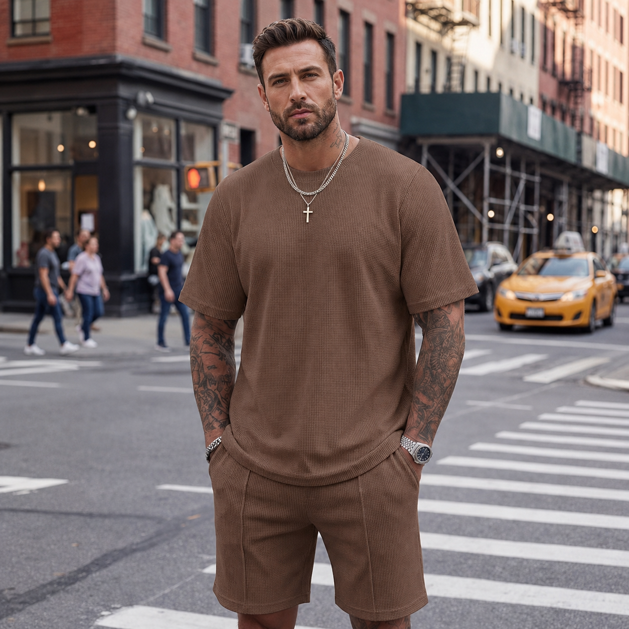 Casual Summer Shorts And Short Sleeve Tshirt Set For Men