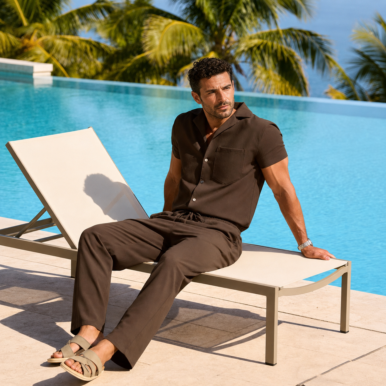 Casual Linen Summer Beach Shirt And Pant Set For Men