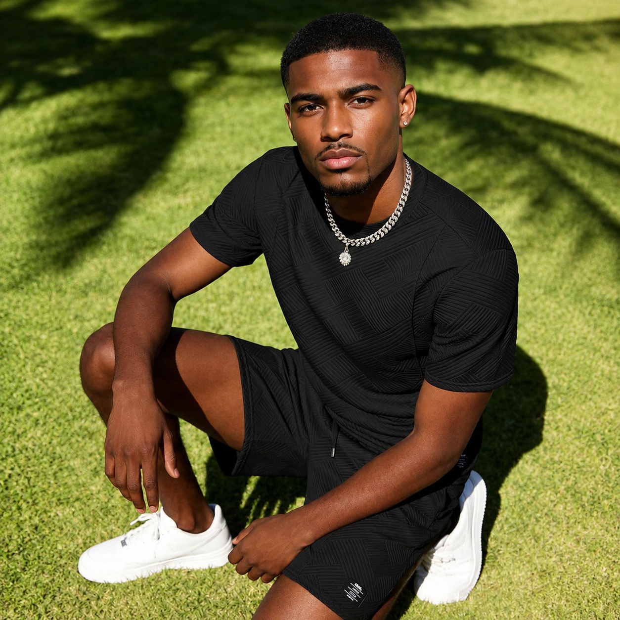 Casual Summer Athletic Shorts And Tshirt Set  For Men
