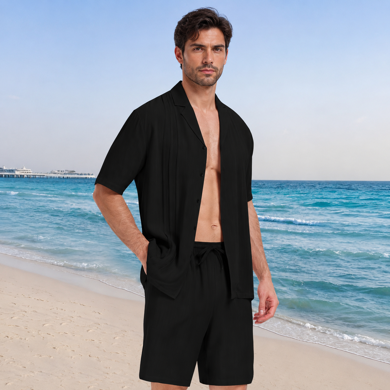 Casual Beach Wear Party Shirts And Short Set For Men