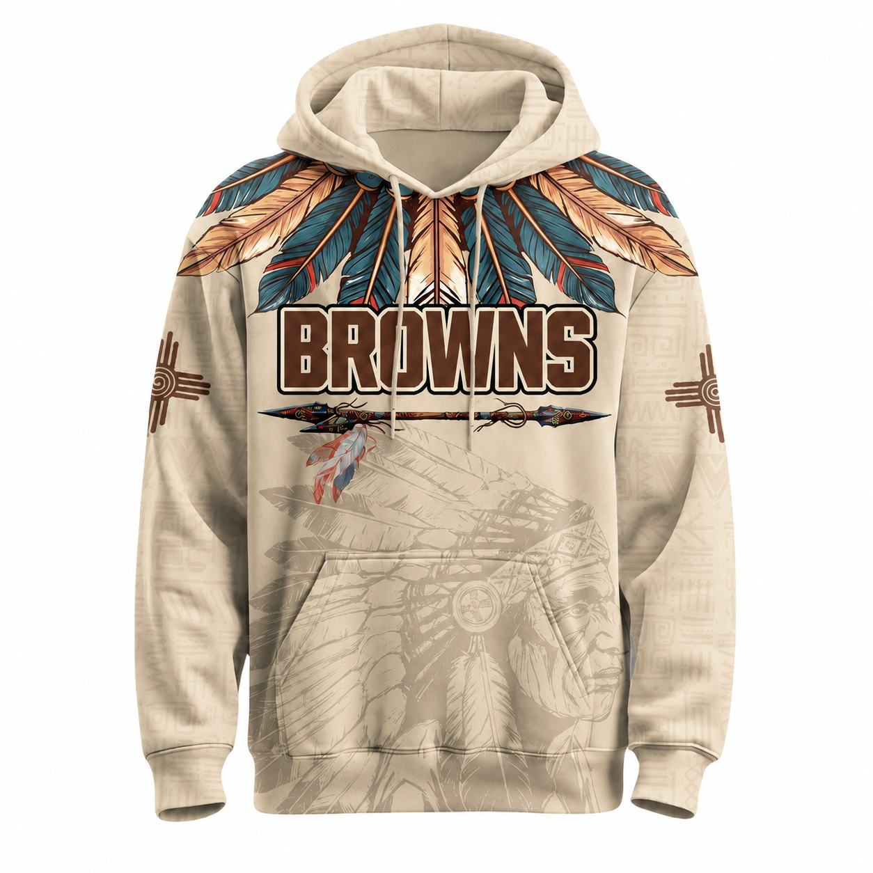 Cleveland Browns Football Themed Graphic Hoodie With Long Sleeve