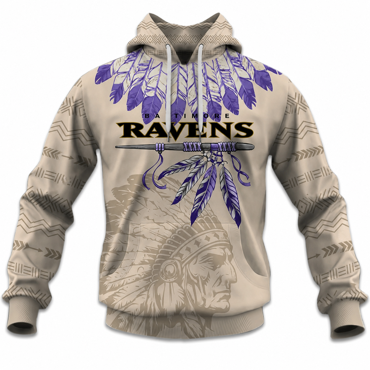 Personalized Native Heritage Themed Baltimore Ravens Football Fan Hoodie