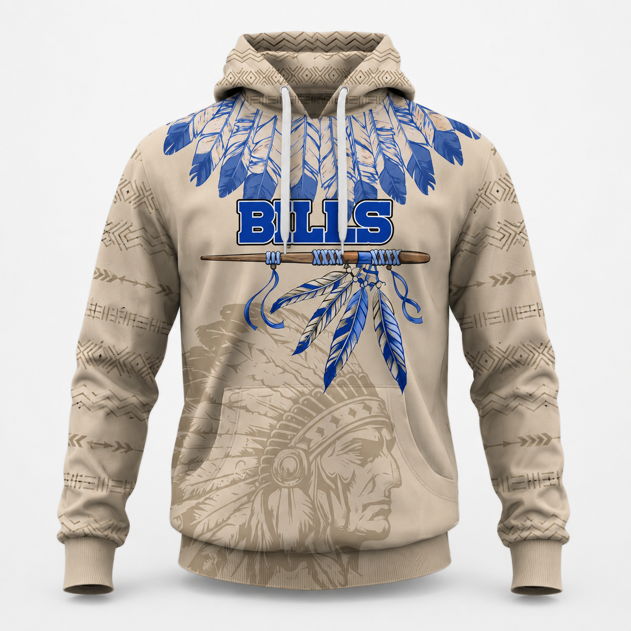 Personalized Native Heritage Themed Buffalo Bills Football Fan Pullover Hoodie