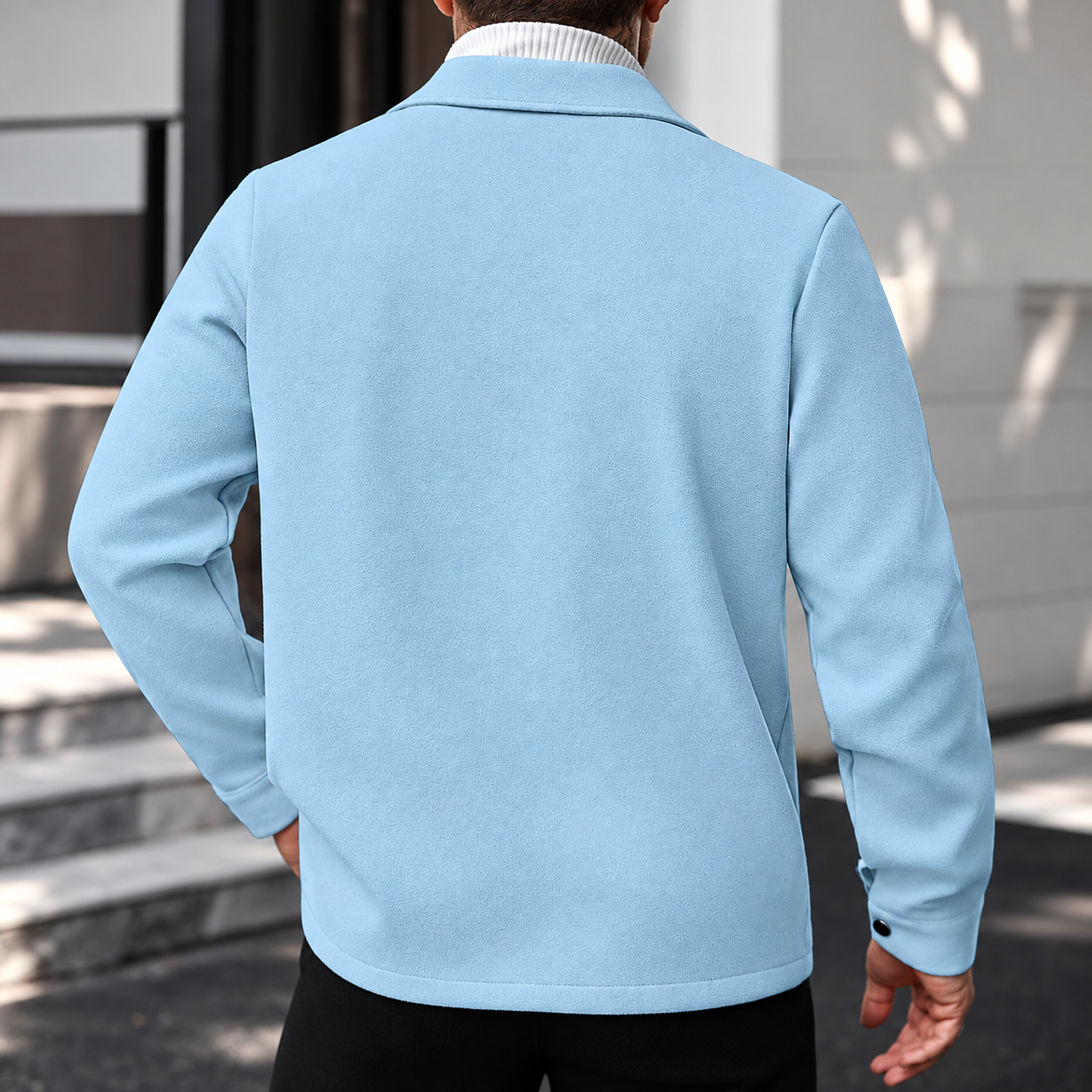 Regular Long Sleeve Tweed Over Coat For Men