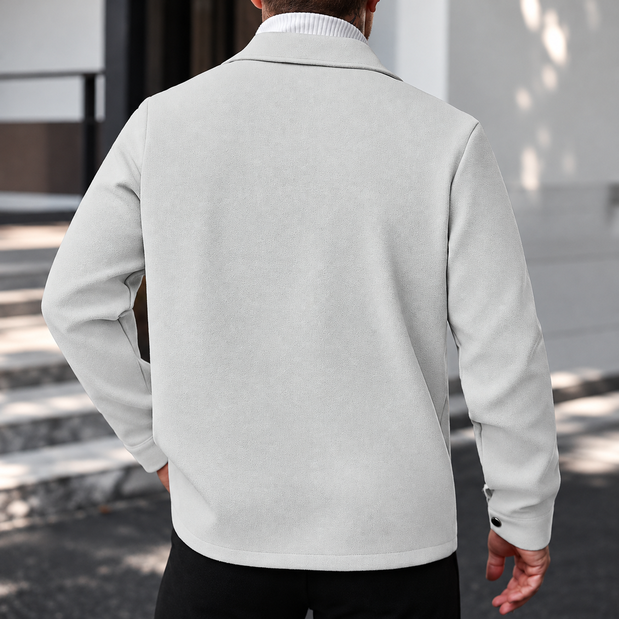 Regular Long Sleeve Tweed Over Coat For Men