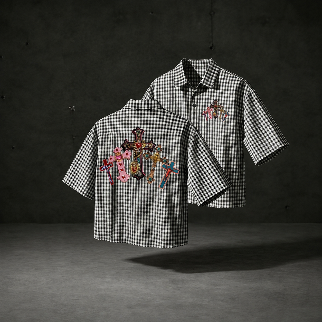 Gingham Short Sleeve Fitted Casual Shirt For Men