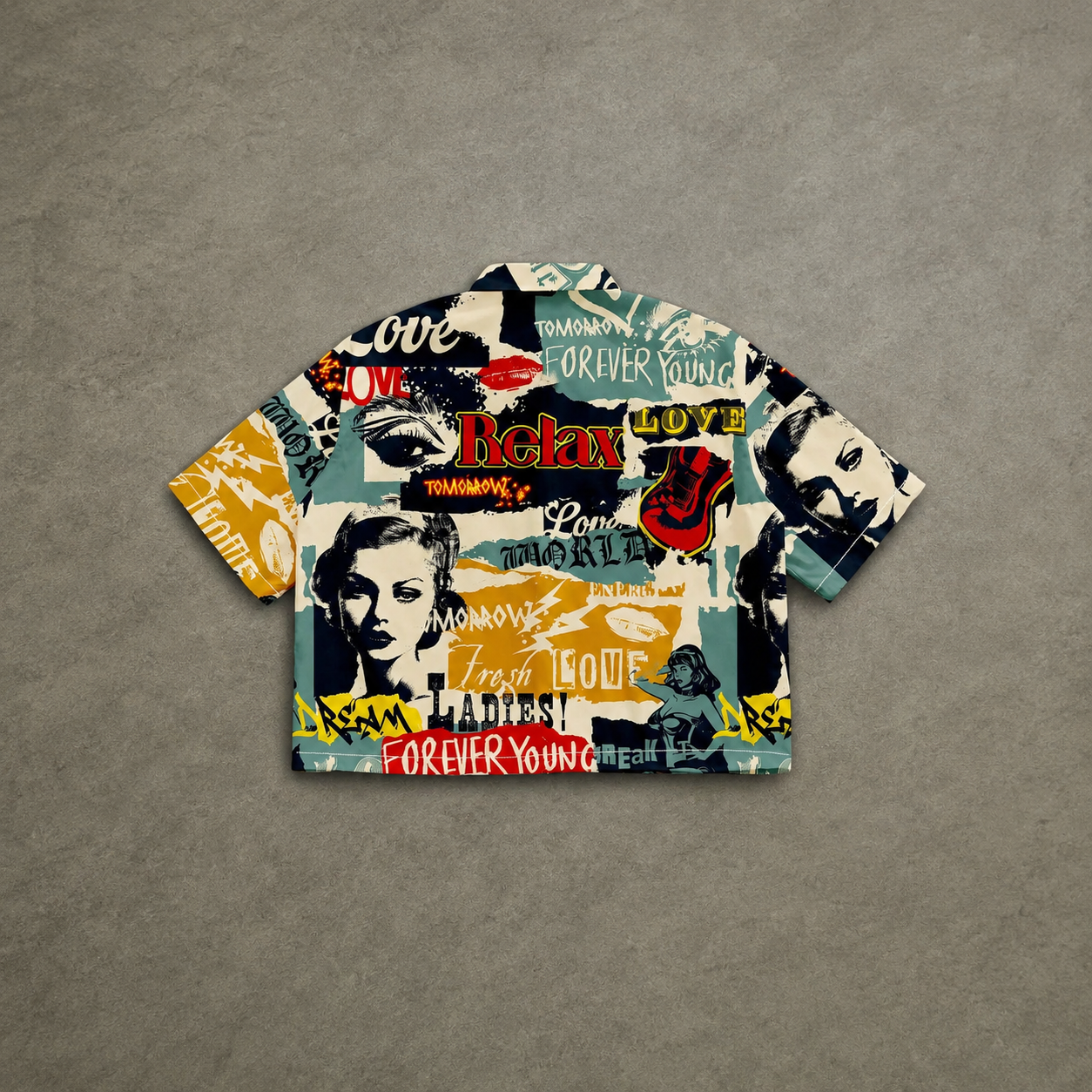 Vintage Graffiti Print Short Sleeve Button Up Casual Shirt for Men