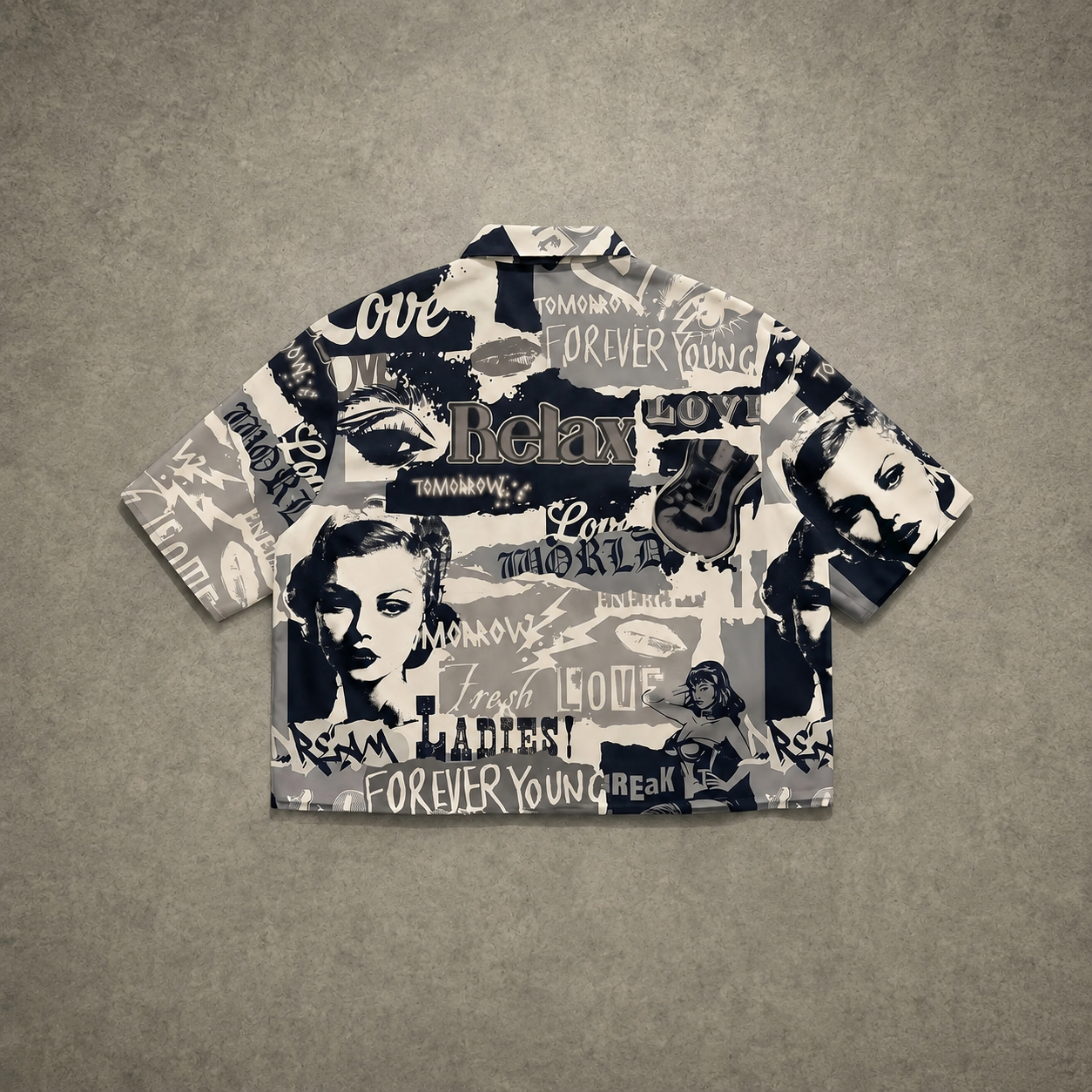 Vintage Graffiti Print Short Sleeve Button Up Casual Shirt for Men