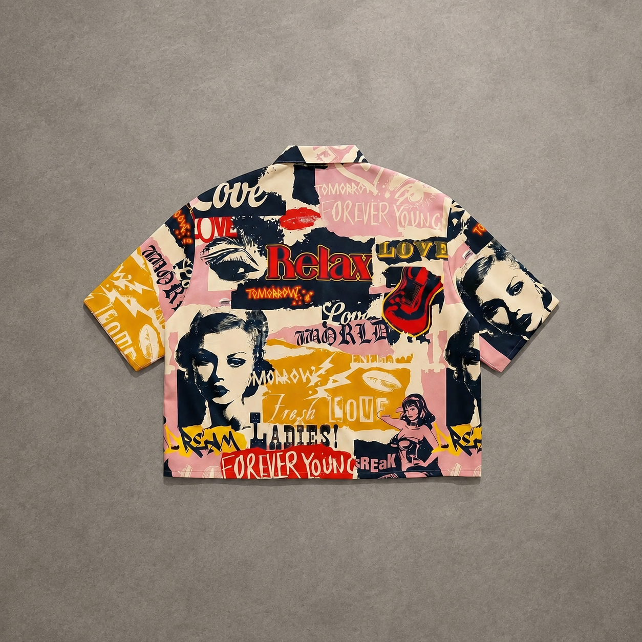 Vintage Graffiti Print Short Sleeve Button Up Casual Shirt for Men