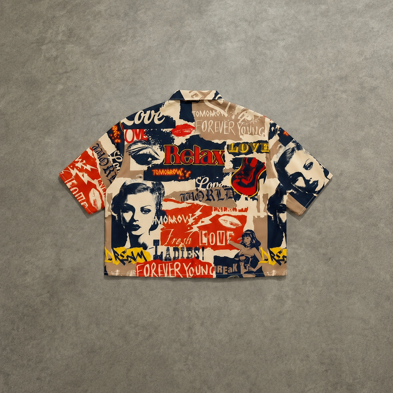Vintage Graffiti Print Short Sleeve Button Up Casual Shirt for Men