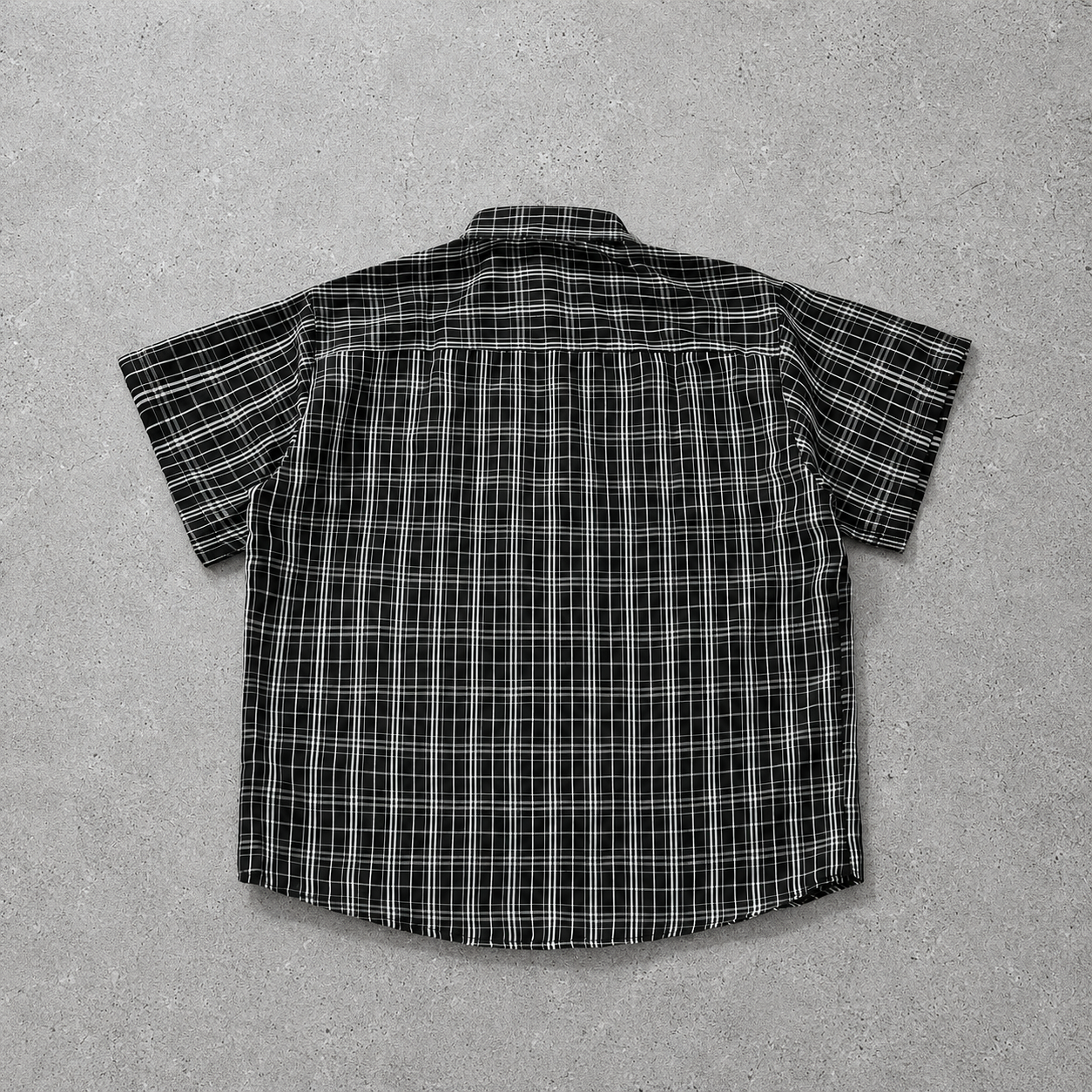 Plaid and Letter Print Short Sleeve Button Up Casual Shirt for Men