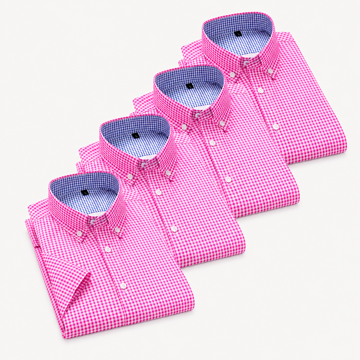  Pack Of 4 Classic Buttoned Turn Down Collar Short Sleeve Shirt For Men