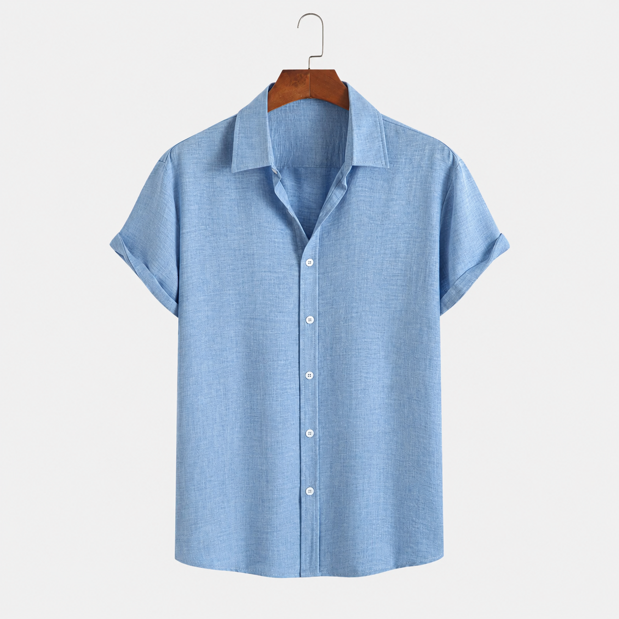 Woven Loose Casual Short Sleeve Shirt For Men
