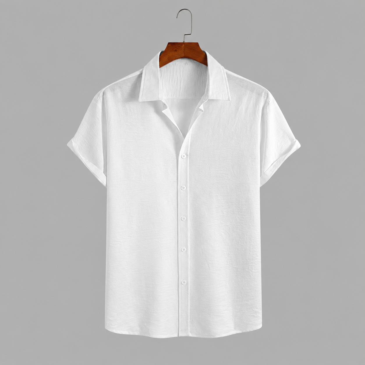 Woven Loose Casual Short Sleeve Shirt For Men