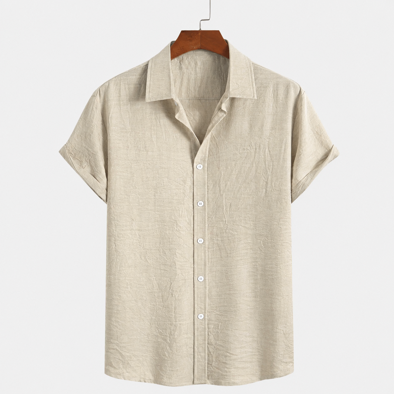 Woven Loose Casual Short Sleeve Shirt For Men
