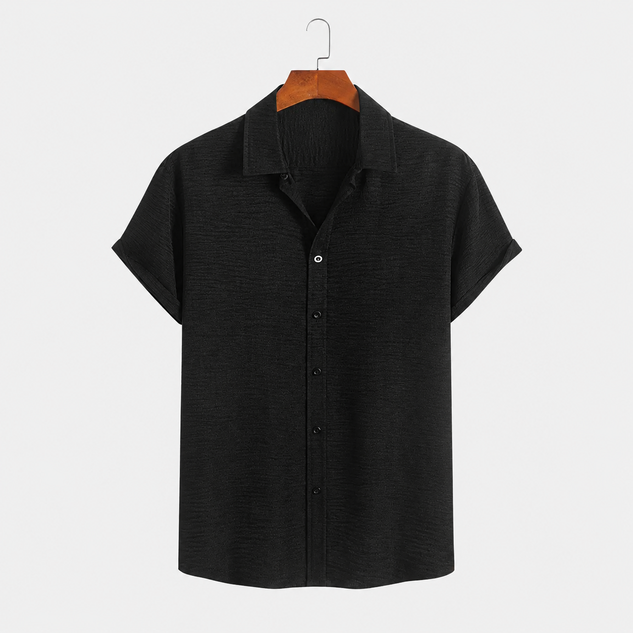 Woven Loose Casual Short Sleeve Shirt For Men